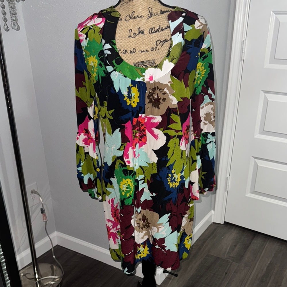 Trina Turk Pink and Multi-Colored Long Sleeve Dress
